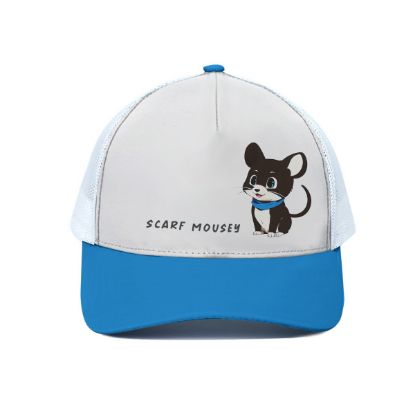 Picture of Scarf Mousey White Mesh Snapback Cap with Blue Bill