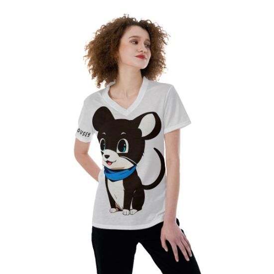 Picture of Scarf Mousey Womens T-Shirt V-Neck