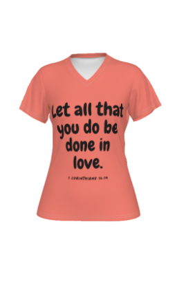 Picture of Scarf Mousey Womens T-Shirt V-Neck - 1 Corinthians 16:14