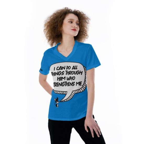 Picture of Scarf Mousey Womens T-Shirt V-Neck - Philippians 4:13
