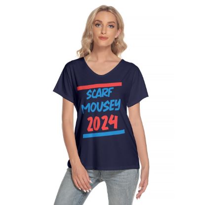 Picture of Scarf Mousey Womens T-Shirt Loose V-Neck - 2024