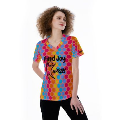 Picture of Scarf Mousey Womens T-Shirt V-Neck - Find Joy